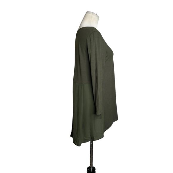 Alfani military green 3/4 sleeves hi low blouse size small - Picture 4 of 12